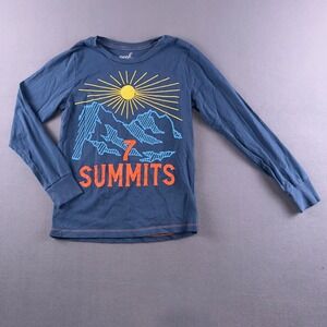 Peek Kids Boys Navy Blue 7 Summits Mountain‎ Graphic Long Sleeve T-Shirt Size 12